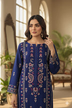 3 Piece Stitched Chiffon Embroidered Dress - Ready To Wear