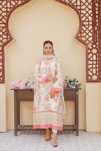 03-Piece Florence Printed And Chiffon Embroidered Suit