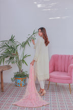 Mahpara 03-Piece Embroidered Pista Chiffon Suit